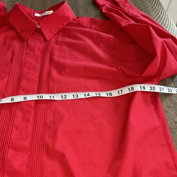 Polished Fire 🔥 Red Tuxedo 🤵‍♀️ Shirt 👔 Front Pleat Hidden buttons. Travel🧳 - Picture 13 of 17